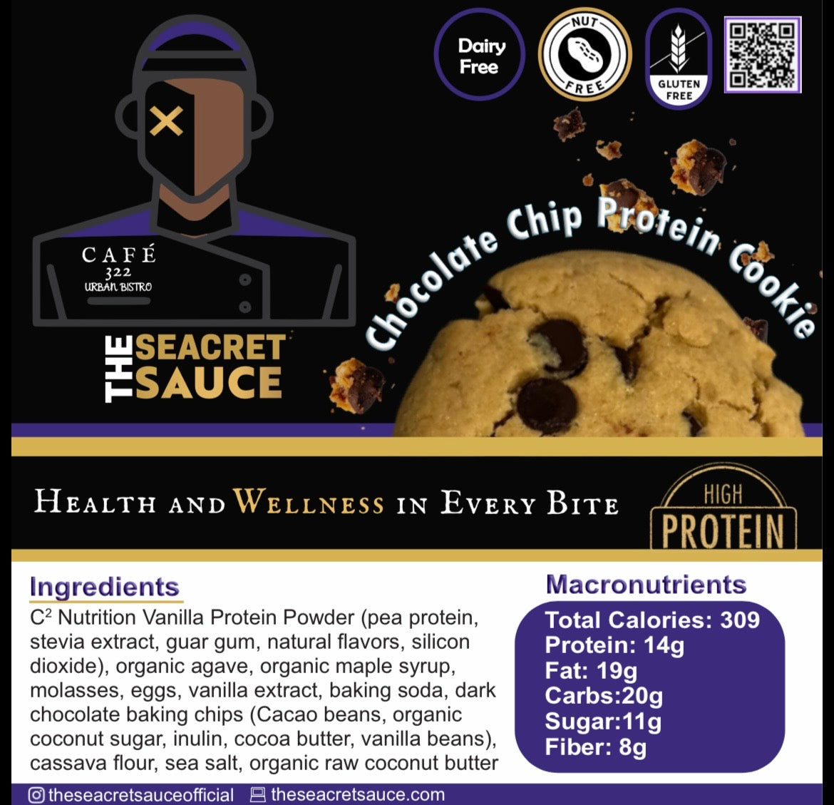 PROTEIN COOKIE: Chocolate Chip🍪(GF) (NF) (DF)